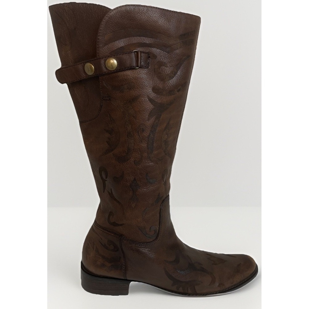 Matisse Creed Embossed Brown Leather‎ Riding Boots Cowgirl Womens Size 9.5M